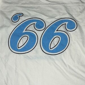 White T-Shirt with Blue '66 Graphic